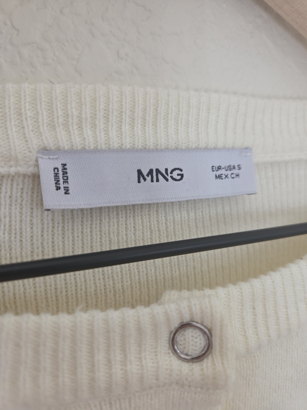 Mango Cream Rib-Panel Button-Front Cardigan - Picture 3 of 3